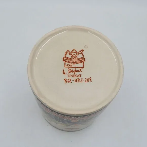 Zaklady Pottery Blue Floral Butterfly Kitchen Countertop Utensil Holder Crock 7